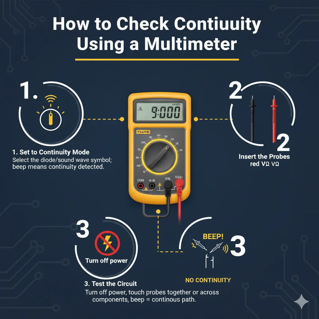 How to check continuity using multimeter