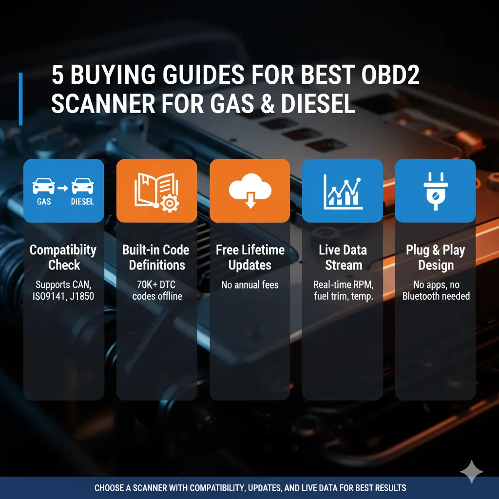 5 Buying Guides for Best OBD2 Scanner for Gas and Diesel