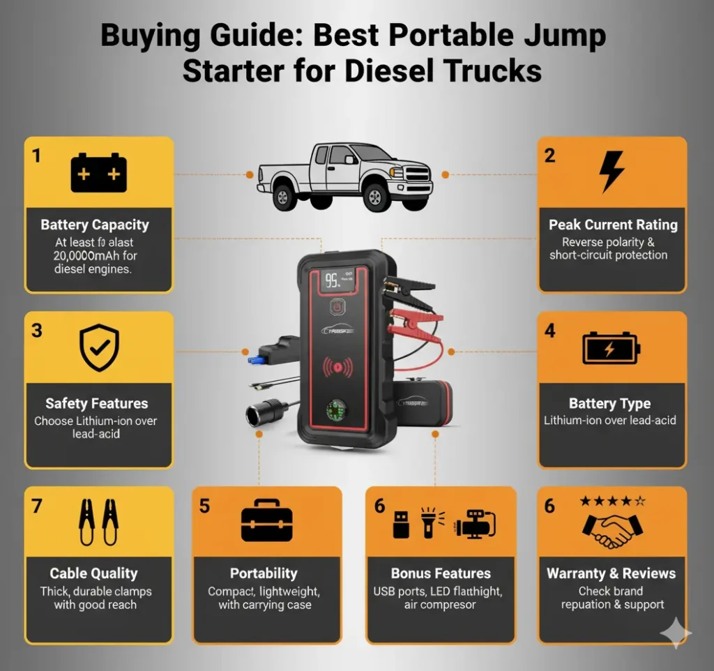 Buying Guide for Best Portable Jump Starter for Diesel Trucks