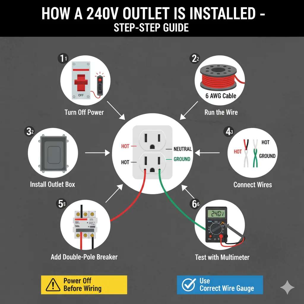 How a 240V Outlet Is Installed