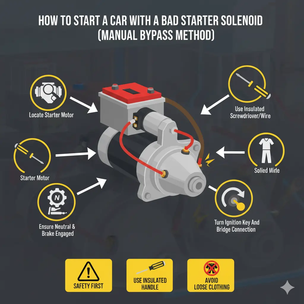 How do you start a car with a bad starter solenoid