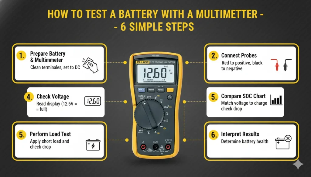 How to test deep cycle battery with multimeter?